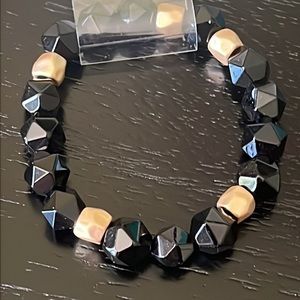 Black Faceted Bead Elastic Bracelet-NWT